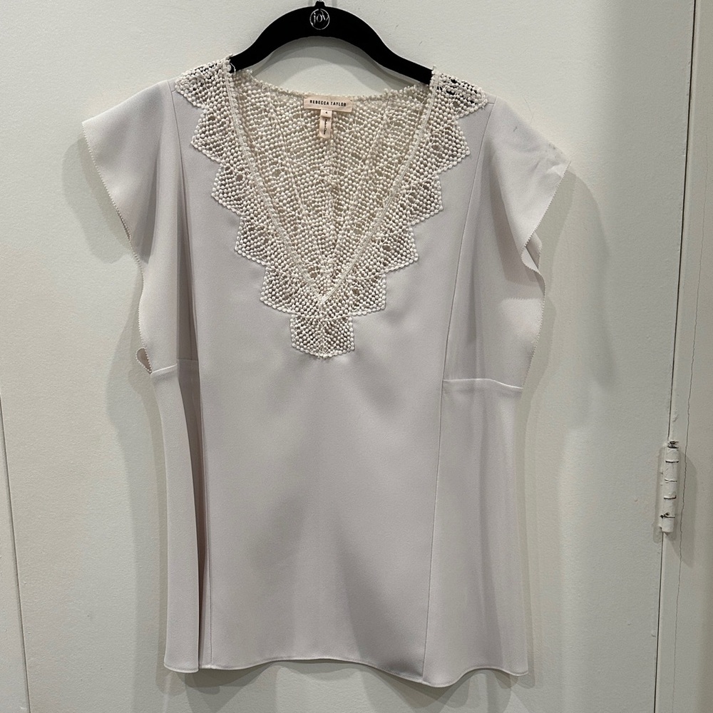 Rebecca Taylor White Beaded Blouse